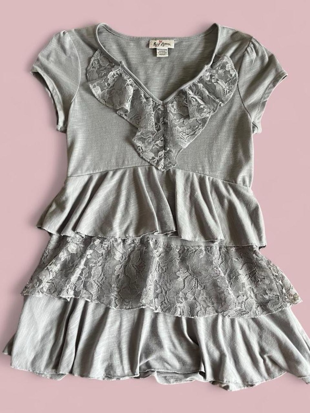 Y2K 2000s Babydoll Top Ruffle Coquette Grunge Self Esteem Women M (Juniors)
